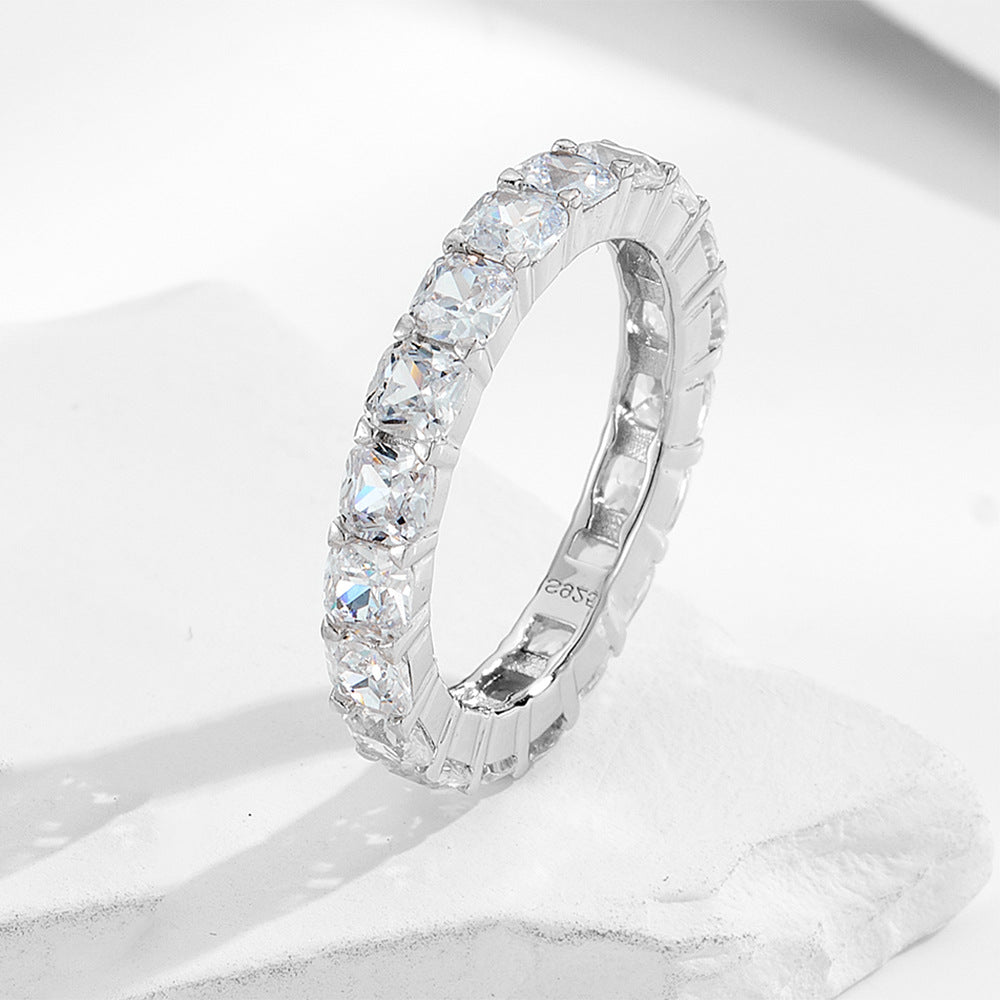 Wholesale Taylor Swift Inspired Jewelry Cushion and Radiant Cut Cubic Zirconia Eternity Band 925 Sterling Silver