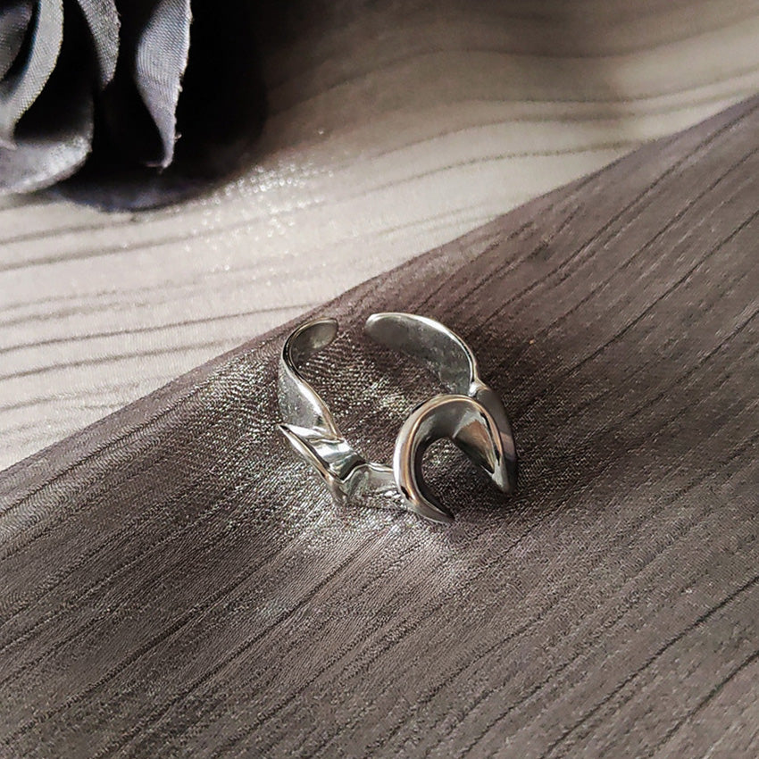 Brass Jewelry Wholesale Silver Adjustable Rings for Women Abstract Design Set of 5
