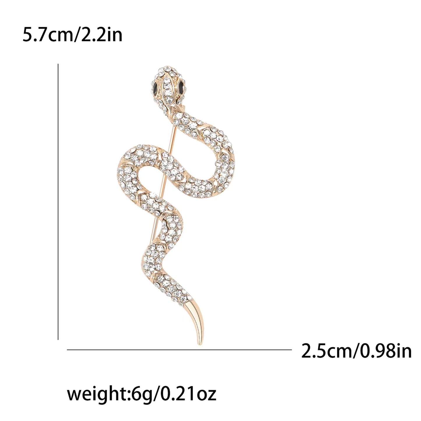 Creative Rhinestone Snake Brooch – Fashionable Minimalist Animal Pin (5 pcs)
