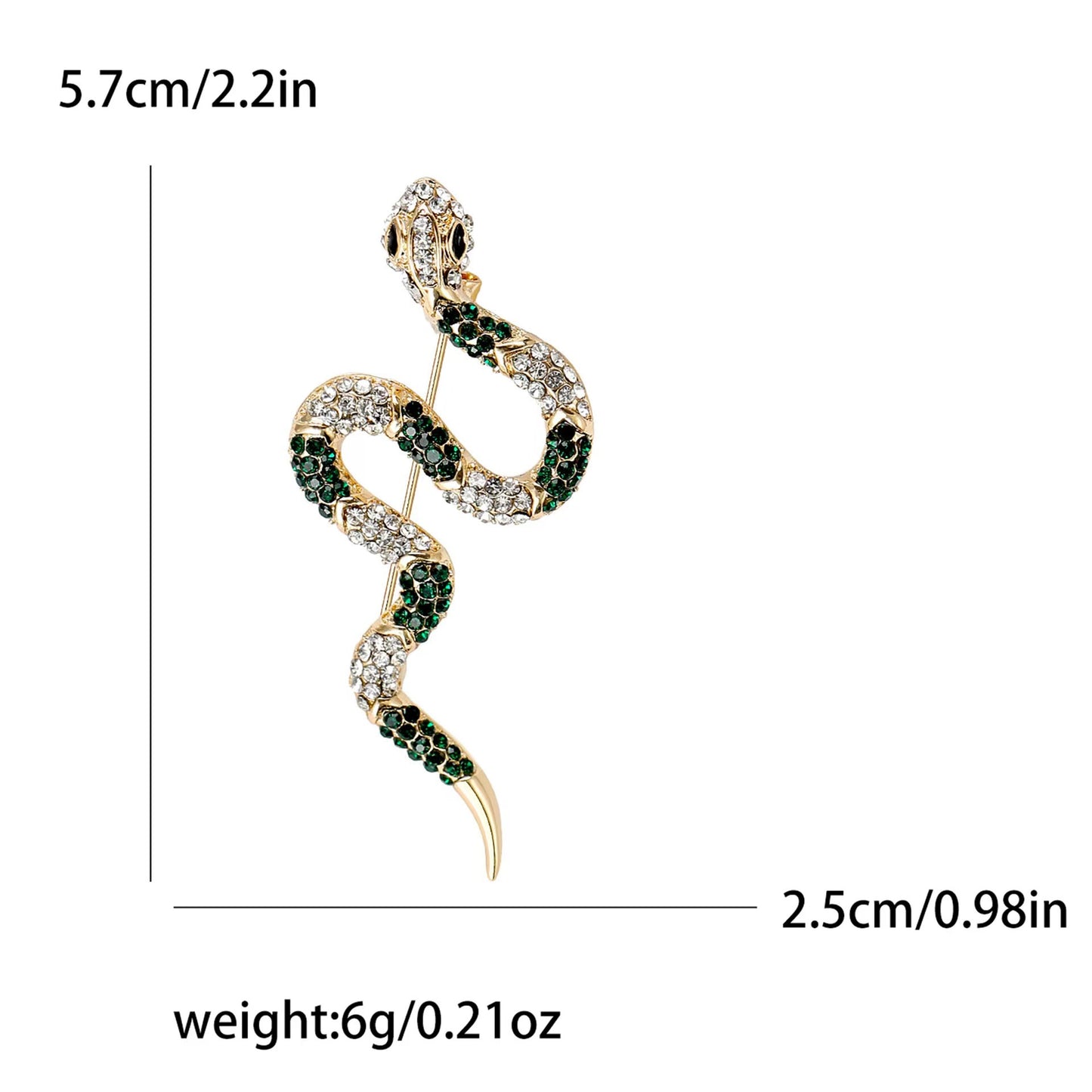 Creative Rhinestone Snake Brooch – Fashionable Minimalist Animal Pin (5 pcs)