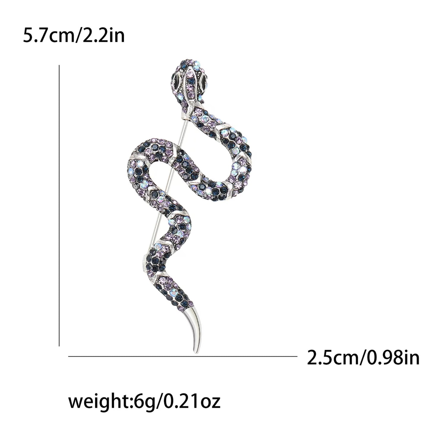 Creative Rhinestone Snake Brooch – Fashionable Minimalist Animal Pin (5 pcs)