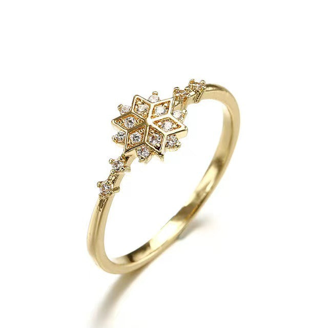 gold plating Snowflake Rhinestone Ring