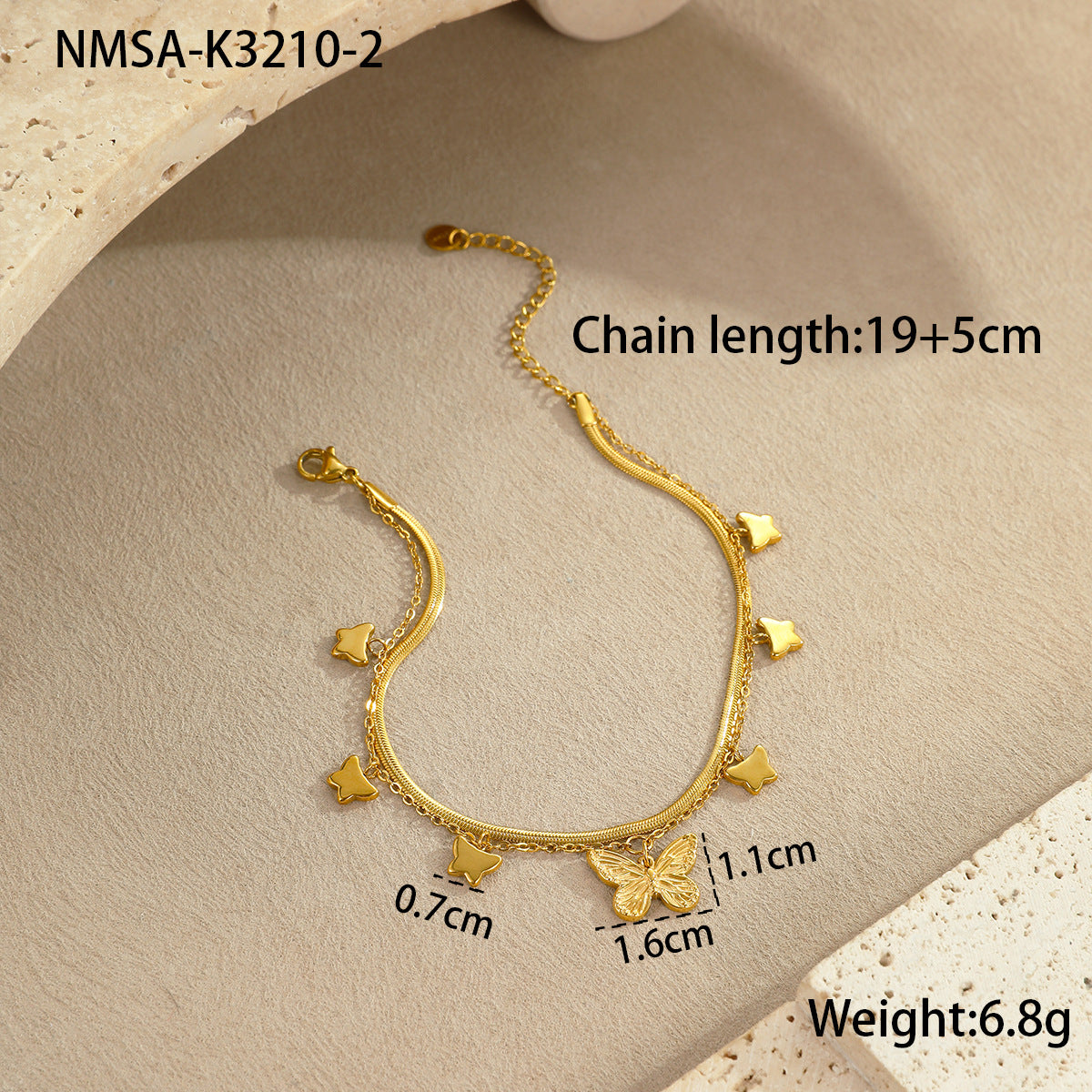 Wholesale 5 Piece Stainless Steel Starfish Shell Anklet Set Summer Beach