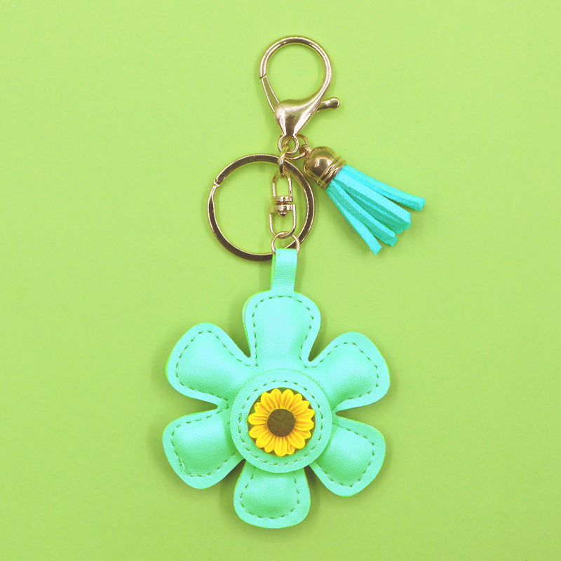 Sunflower tassel keychain light blue wholesale