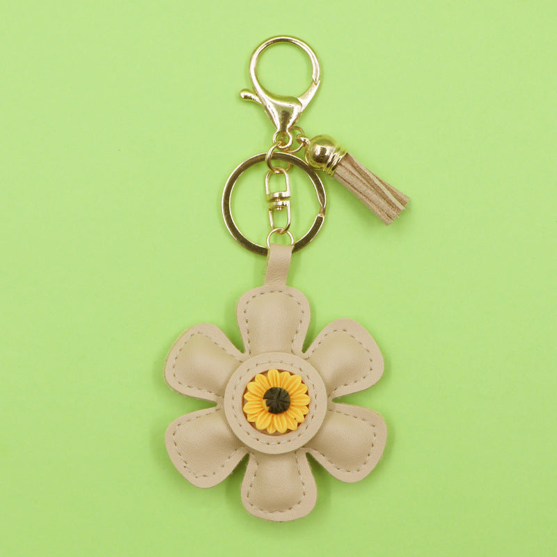Sunflower tassel keychain beige wholesale