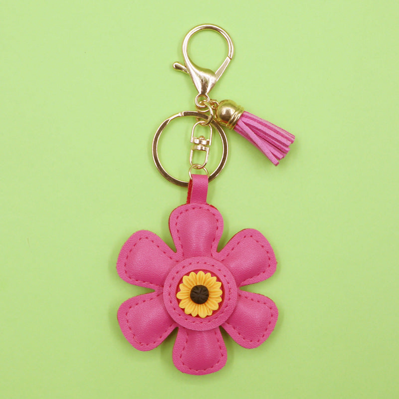 Sunflower tassel keychain magenta wholesale