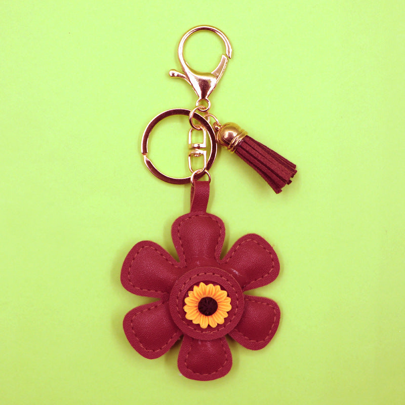 Sunflower tassel keychain wine red wholesale