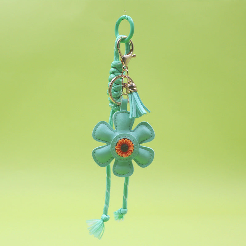 Sunflower keychain with tassel and strap blue wholesale