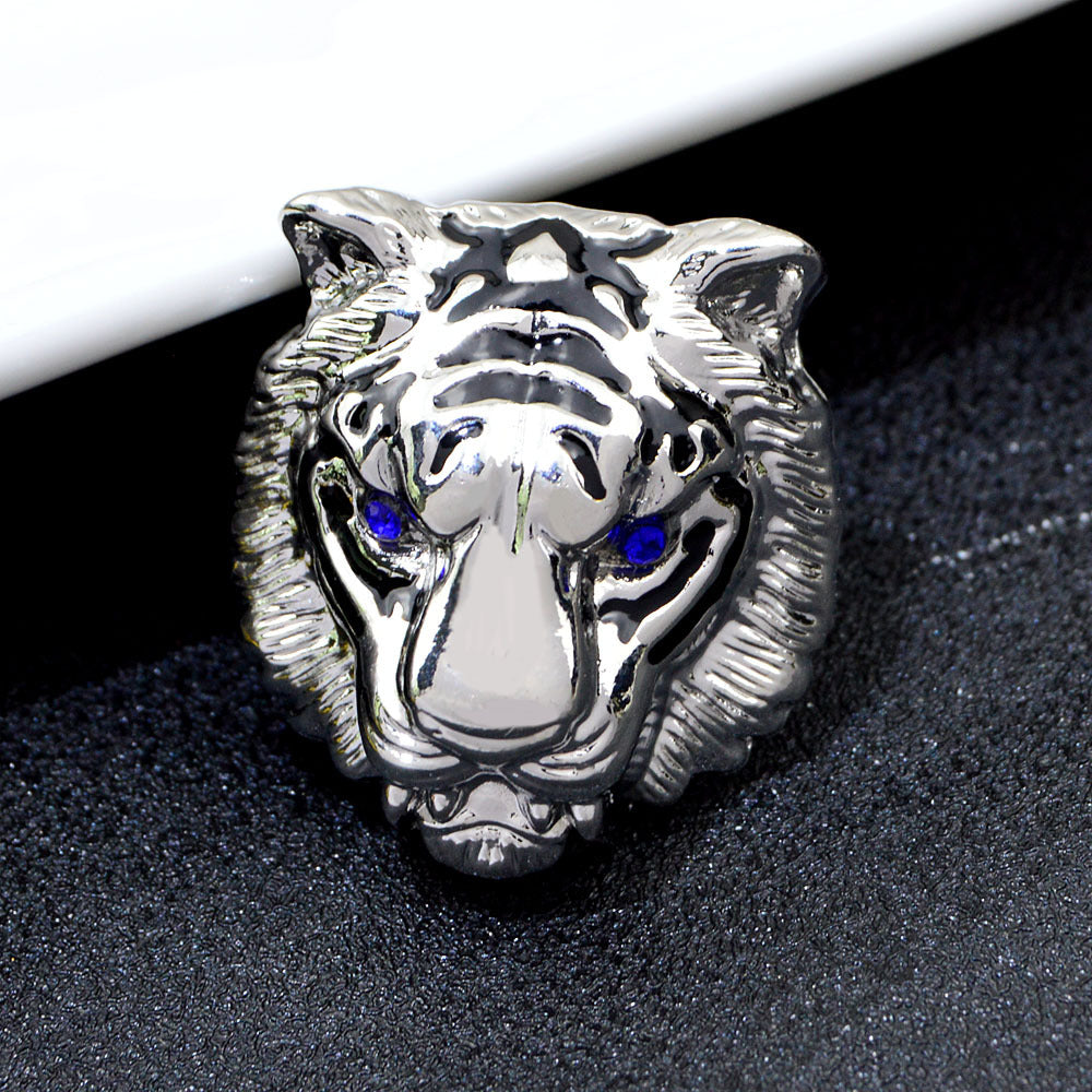 Painted Oil Tiger Head Brooch – Fashion Animal Pin (5 pcs)
