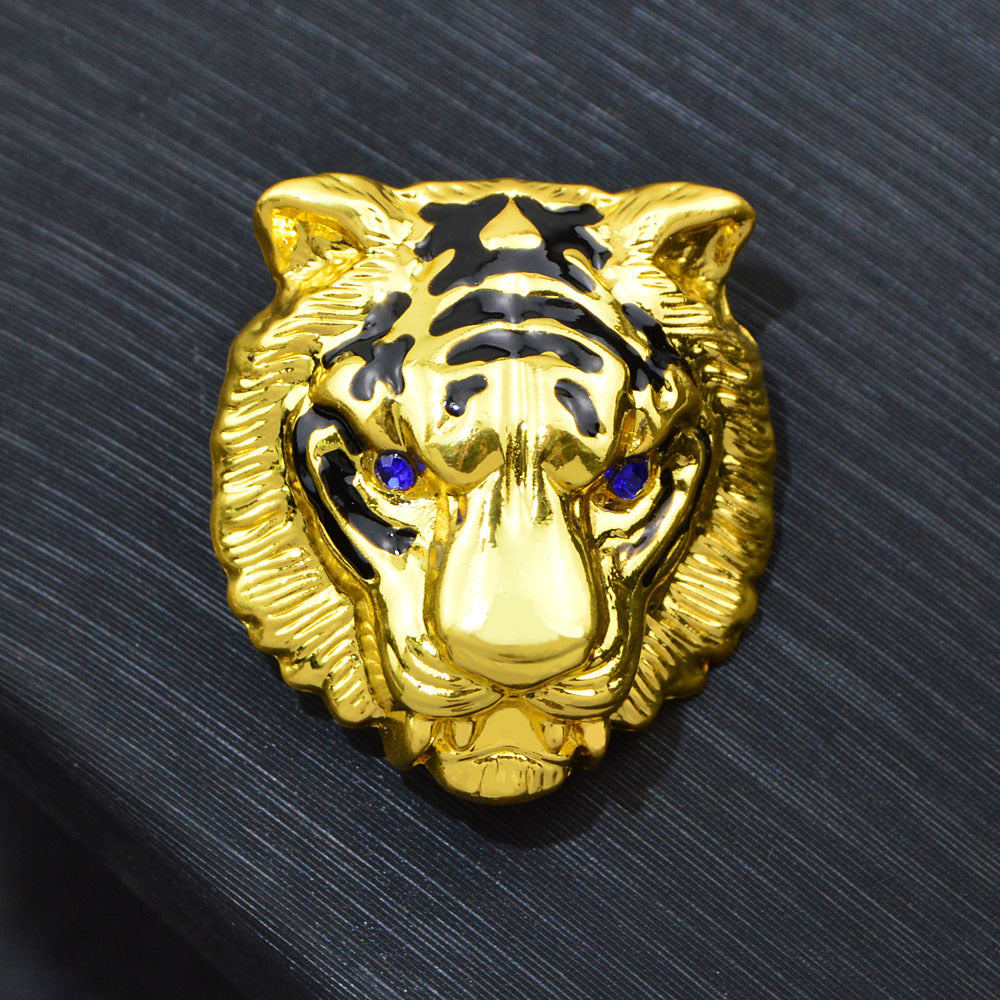 Painted Oil Tiger Head Brooch – Fashion Animal Pin (5 pcs)