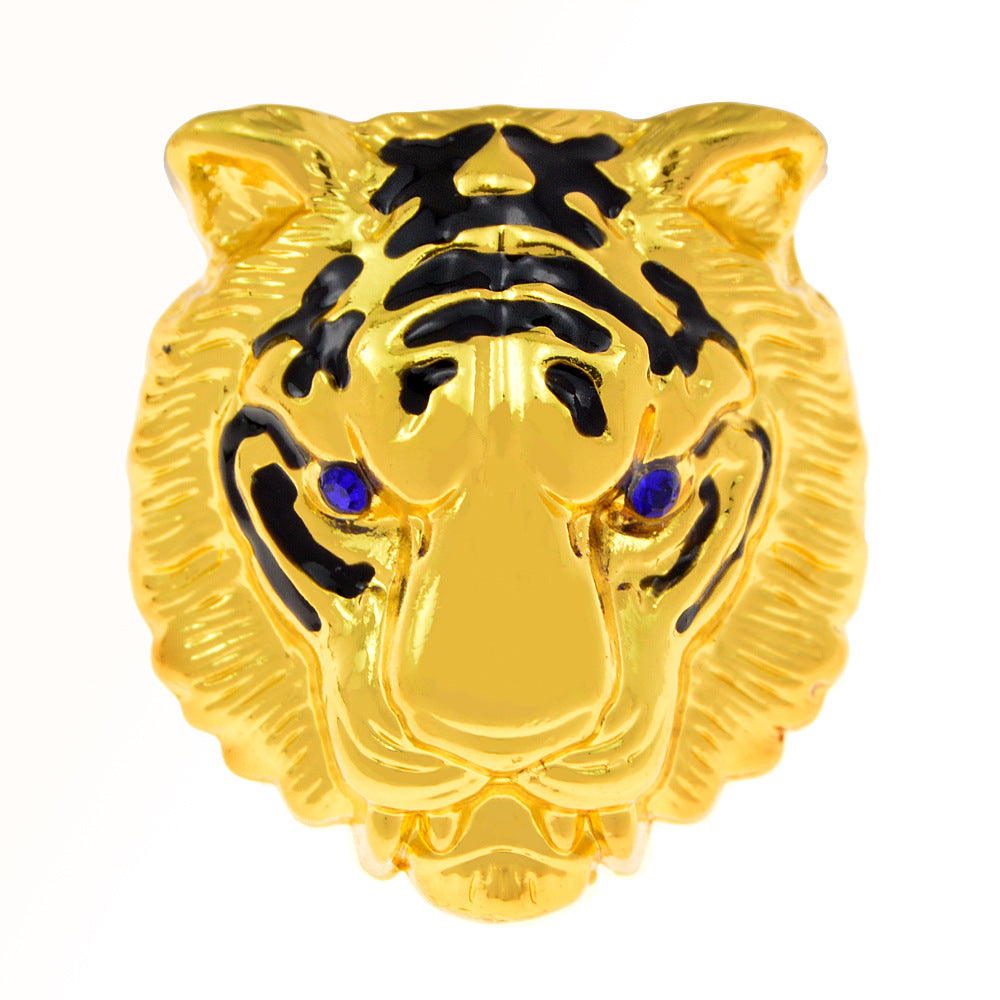 Painted Oil Tiger Head Brooch – Fashion Animal Pin (5 pcs)