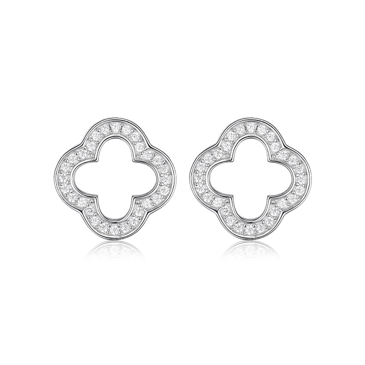 4 leaf clover ring in 925 sterling silver cubic zirconia part of wholesale 925 silver lucky clover jewelry set