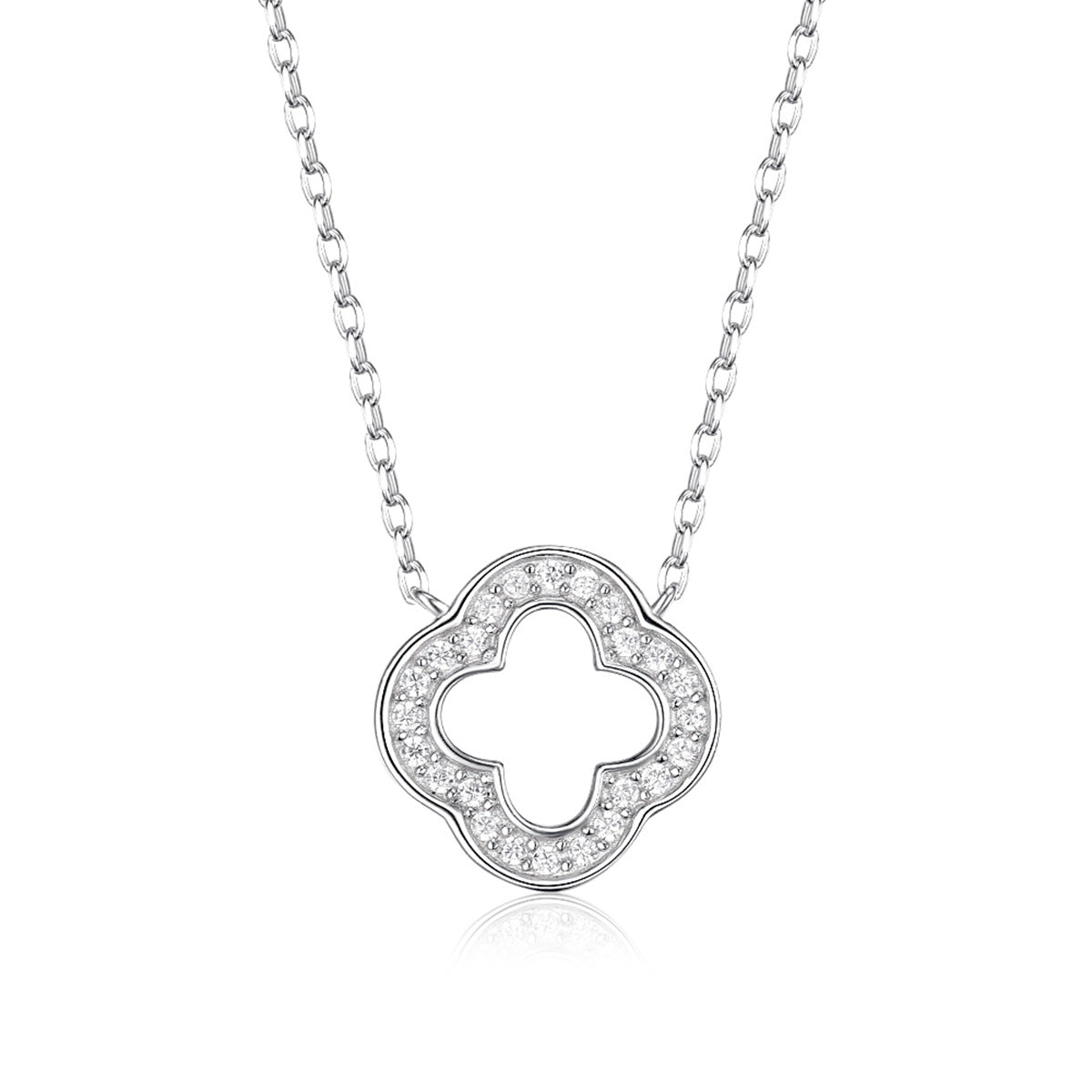 4 leaf clover pendant necklace in 925 sterling silver cubic zirconia quiet luxury jewelry gift for women