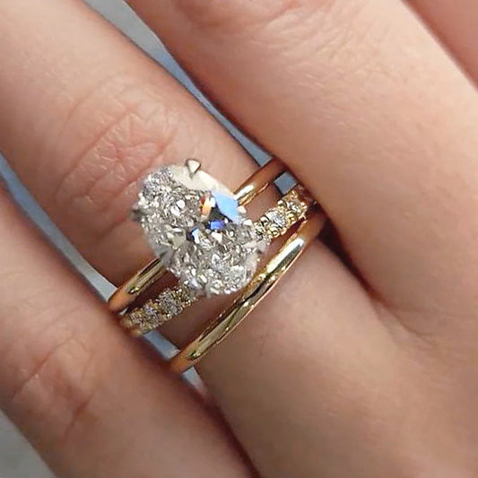 Wholesale oval cut cubic zirconia engagement ring 925 sterling silver wedding jewelry