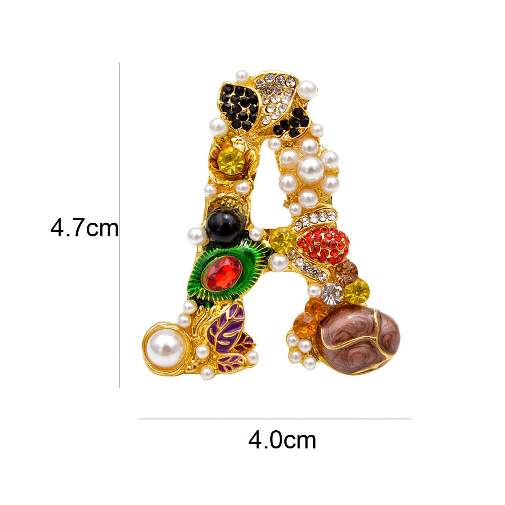 Baroque Letter Brooch – Rhinestone & Pearl Embellished Vintage Initial Pin (5 pcs)