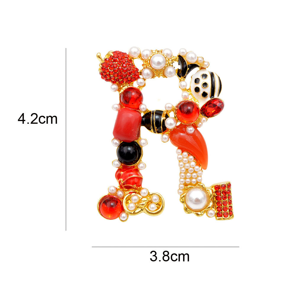 Baroque Letter Brooch – Rhinestone & Pearl Embellished Vintage Initial Pin (5 pcs)