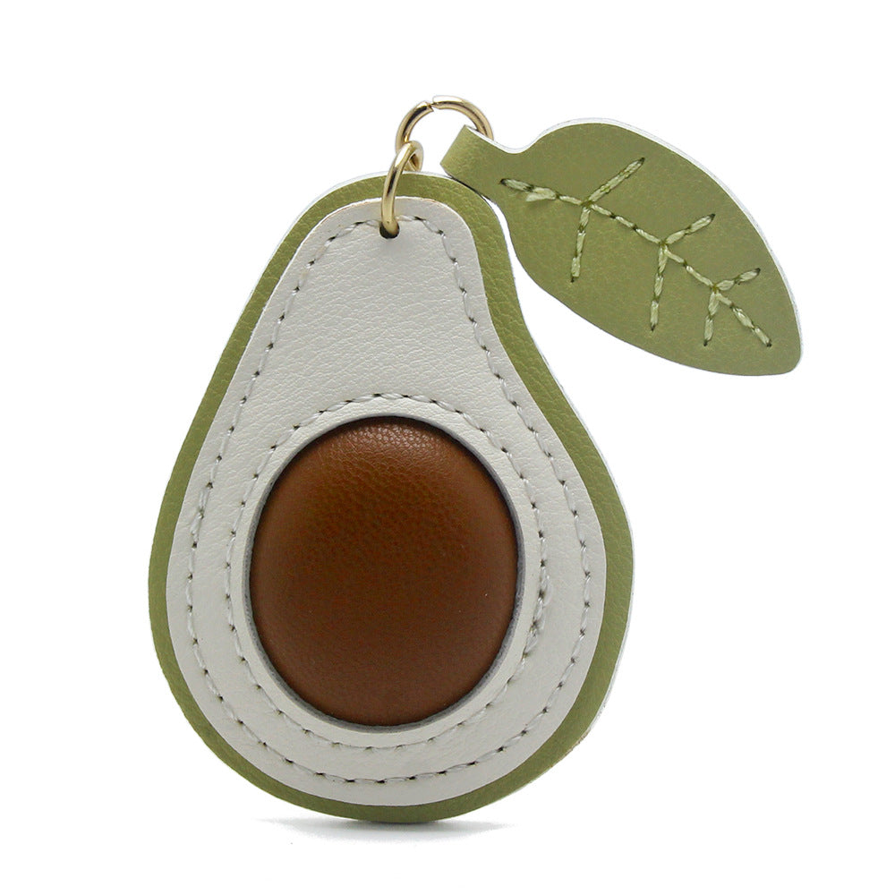 Avocado fruit keychain made of PU leather, stylish bag charm available wholesale
