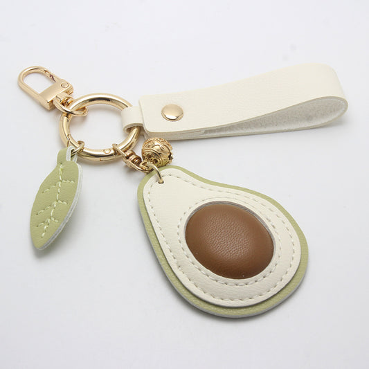 PU leather avocado keychain with wristlet strap, fruit keychain wholesale bulk