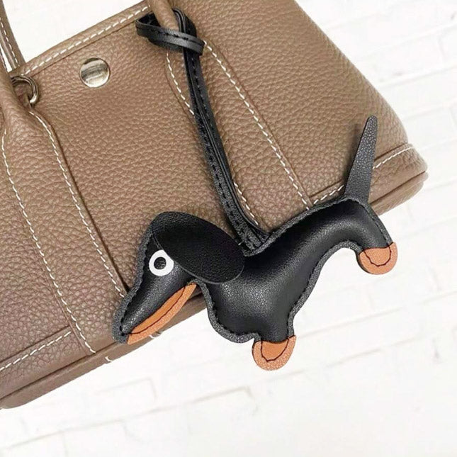 decoration plush leather bag charm dog