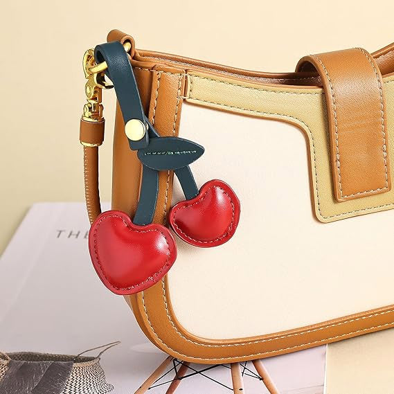 leather cherry charms for bag accessories