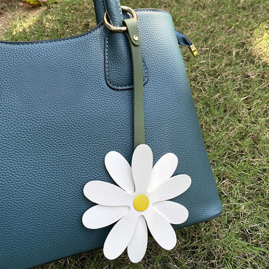 girls carabiner hook pu leather bag tag flower floral bag charms (5 pcs)