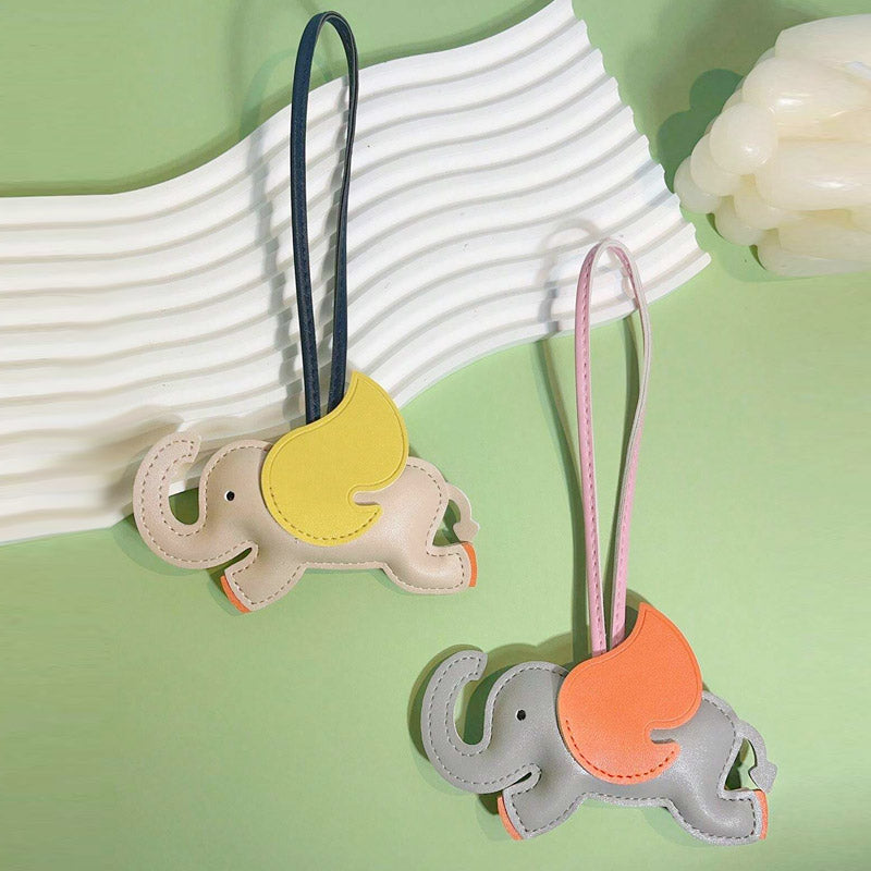 cute kids animal leather elephant bag charm with strap (5 pcs)