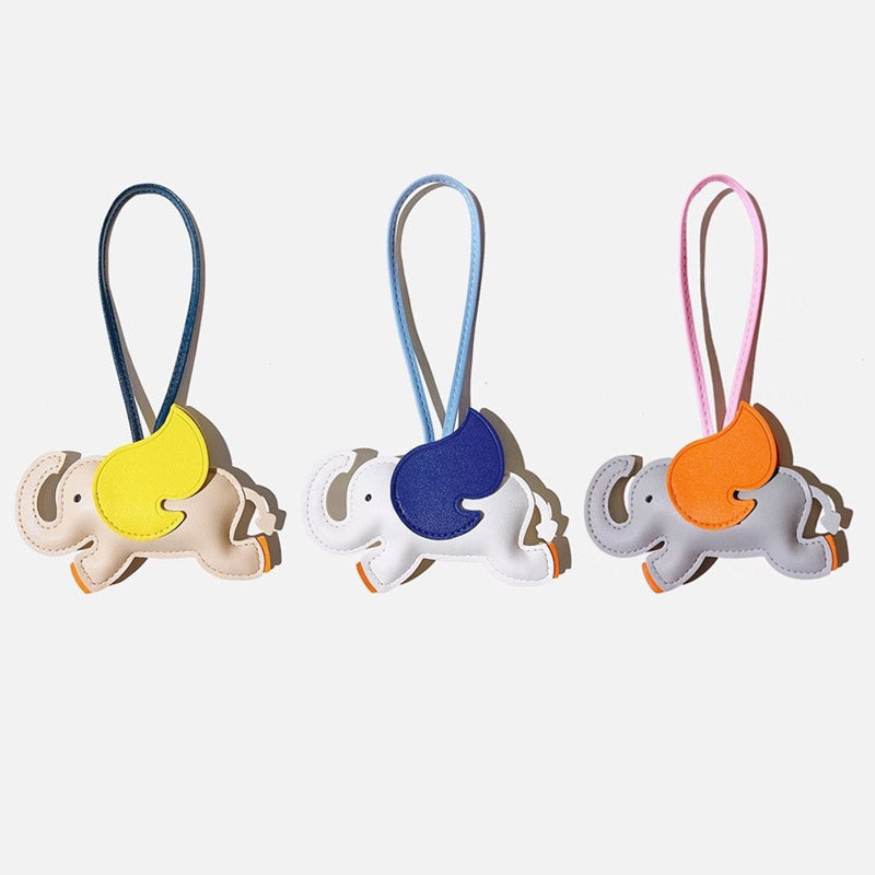 cute kids animal leather elephant bag charm with strap (5 pcs)