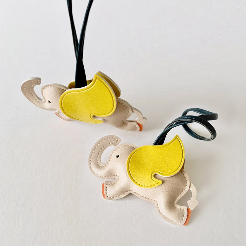 cute kids animal leather elephant bag charm with strap (5 pcs)