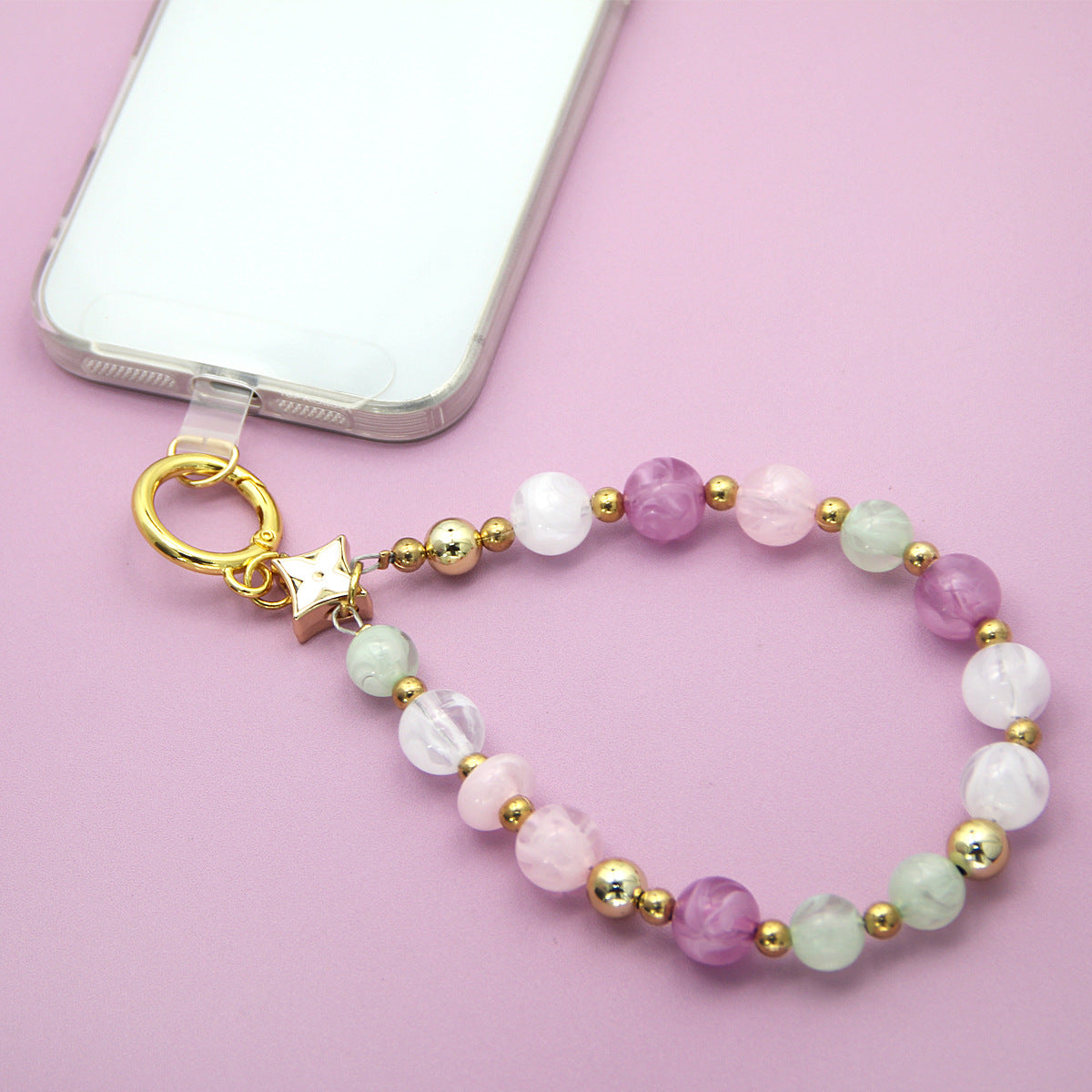 beaded phone strap acrylic phone charm wrist bracelet chain on phone case bulk wholesale