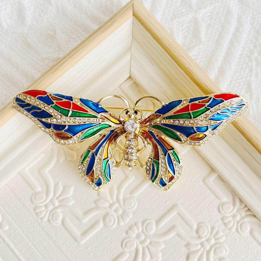 beautiful rhinestone retro fashion butterfly enamel brooch pins (5 pcs)
