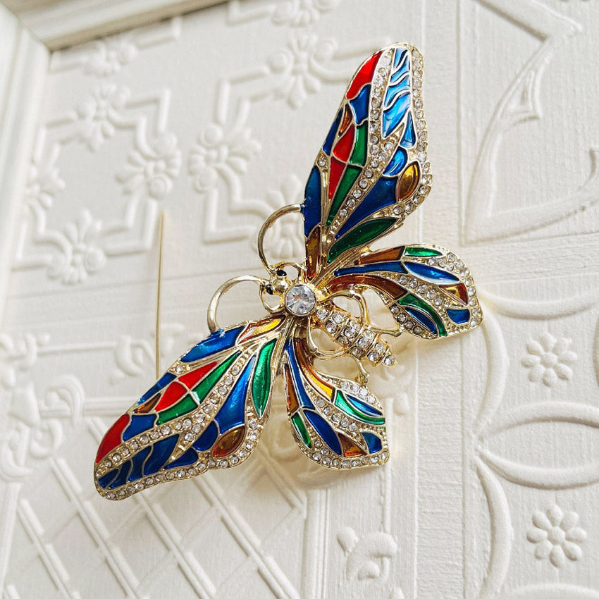 beautiful rhinestone retro fashion butterfly enamel brooch pins (5 pcs)