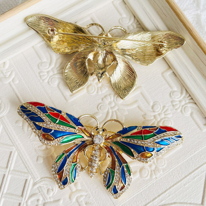 beautiful rhinestone retro fashion butterfly enamel brooch pins (5 pcs)