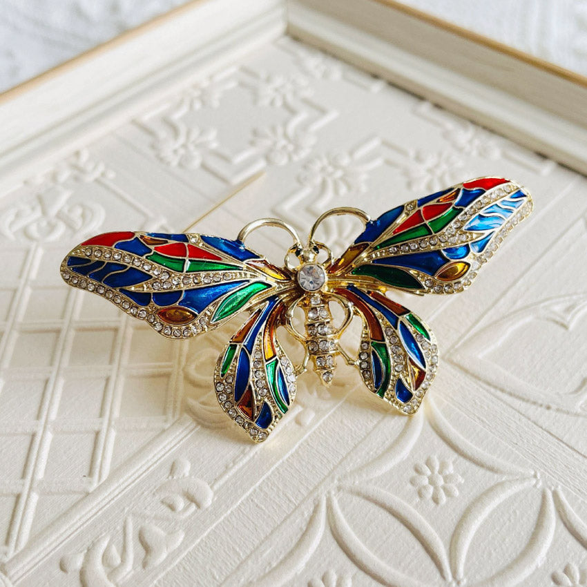beautiful rhinestone retro fashion butterfly enamel brooch pins (5 pcs)