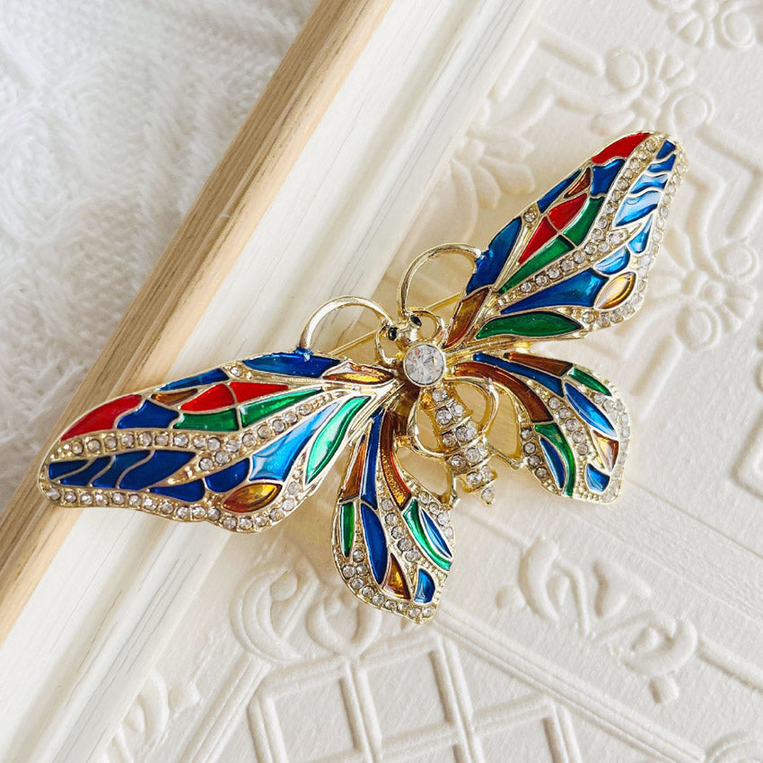 beautiful rhinestone retro fashion butterfly enamel brooch pins (5 pcs)
