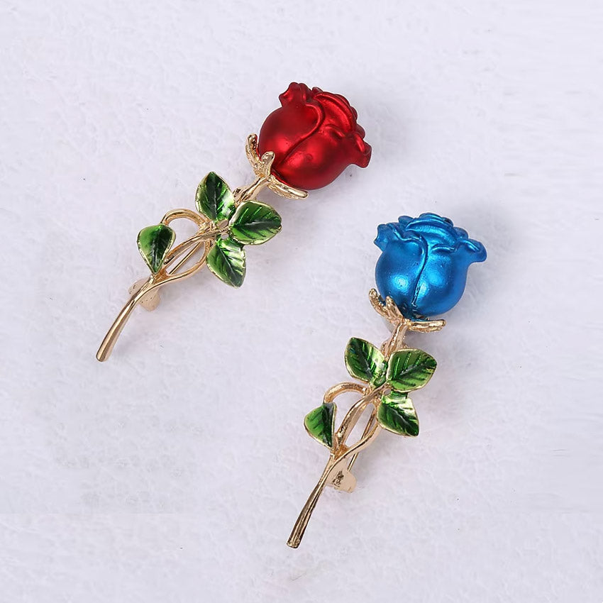 women dress jewelry metal enamel 3d rose flower brooch (5 pcs)