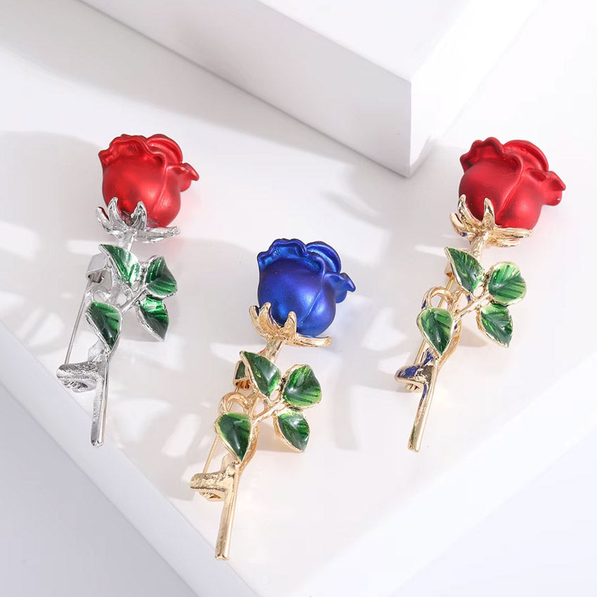 women dress jewelry metal enamel 3d rose flower brooch (5 pcs)