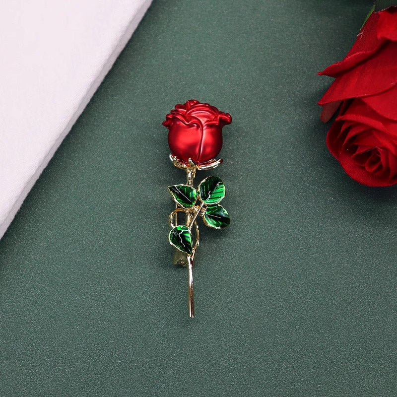 women dress jewelry metal enamel 3d rose flower brooch (5 pcs)