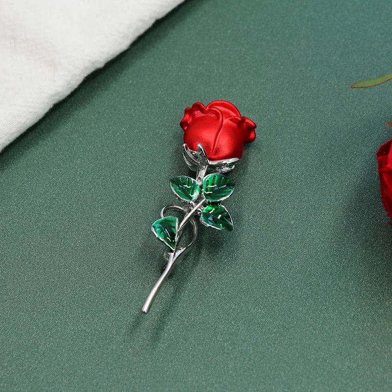women dress jewelry metal enamel 3d rose flower brooch (5 pcs)