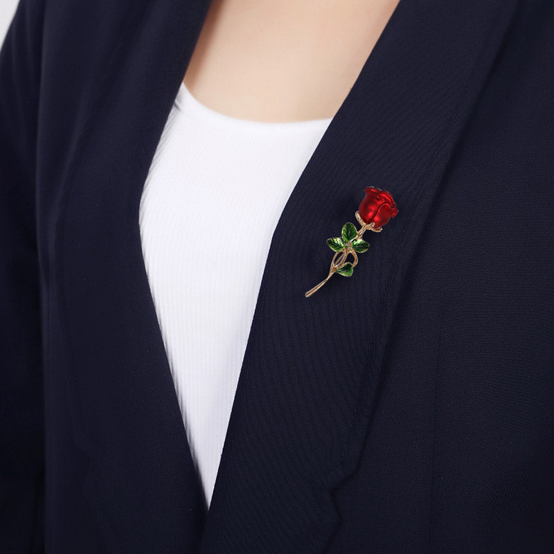 women dress jewelry metal enamel 3d rose flower brooch (5 pcs)