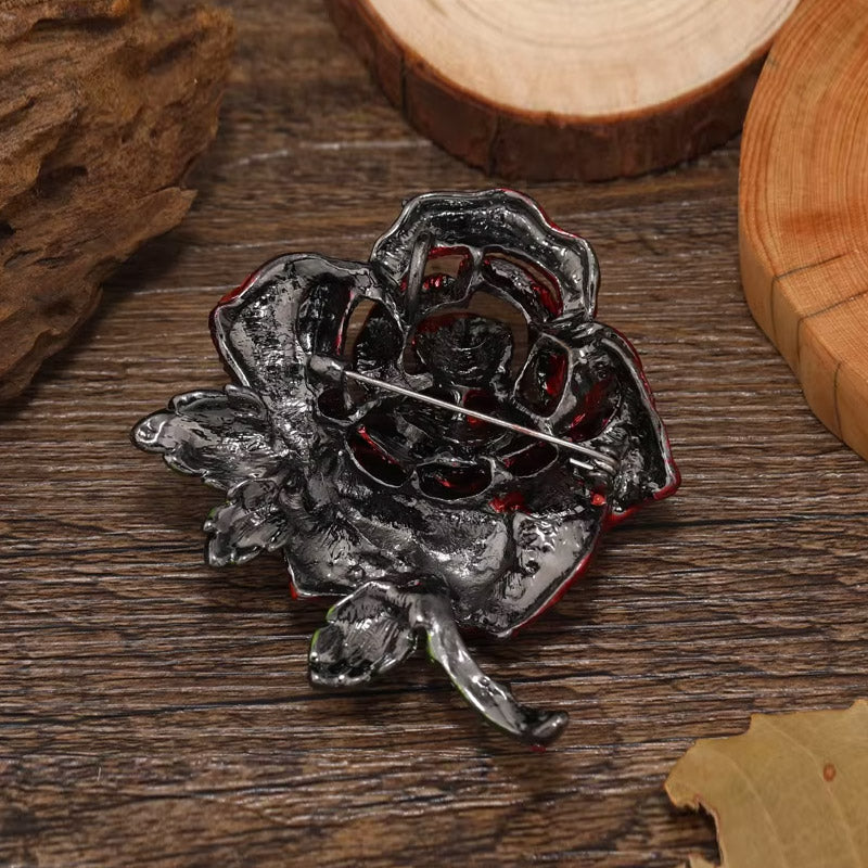 Rhinestone Rose Flower Design Women Luxury Metal Fashion Brooch (5 pcs)