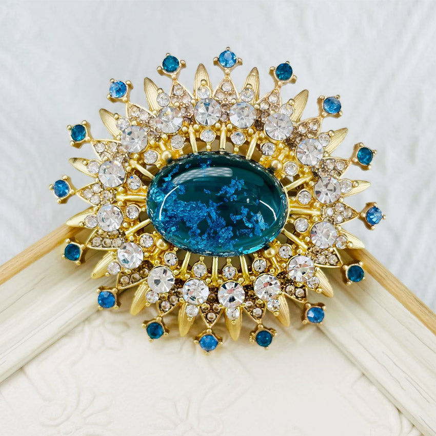 women jewelry gold plated crystal sun vintage brooch pin (5 pcs)