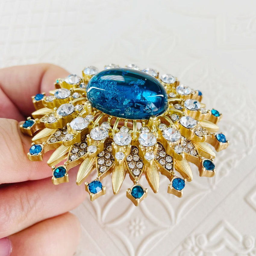 women jewelry gold plated crystal sun vintage brooch pin (5 pcs)