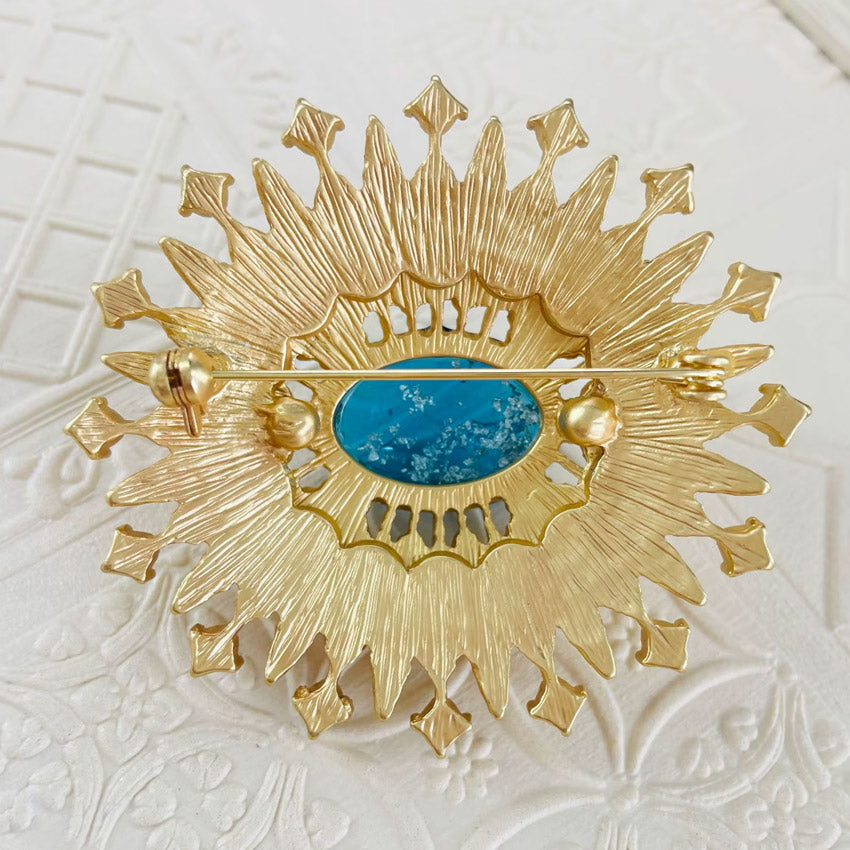 women jewelry gold plated crystal sun vintage brooch pin (5 pcs)