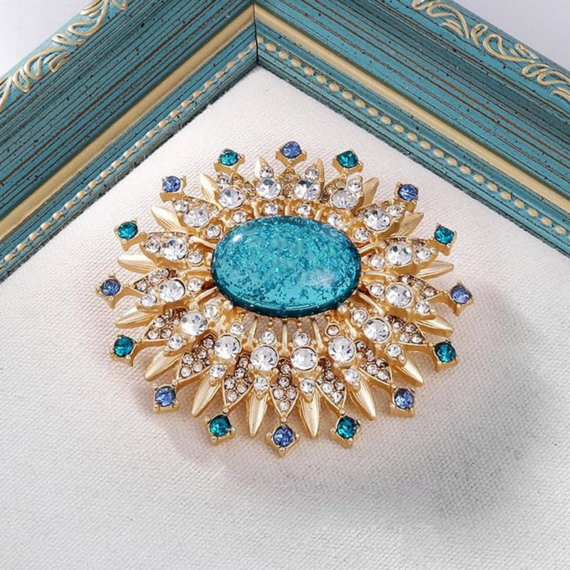 women jewelry gold plated crystal sun vintage brooch pin (5 pcs)