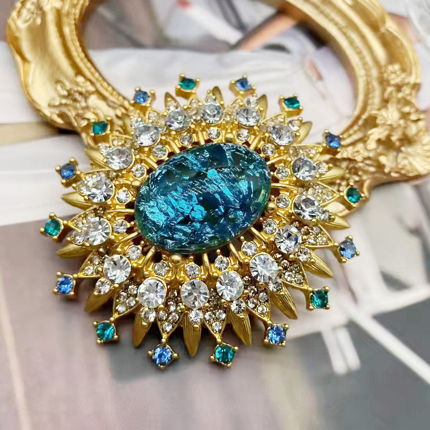 women jewelry gold plated crystal sun vintage brooch pin (5 pcs)
