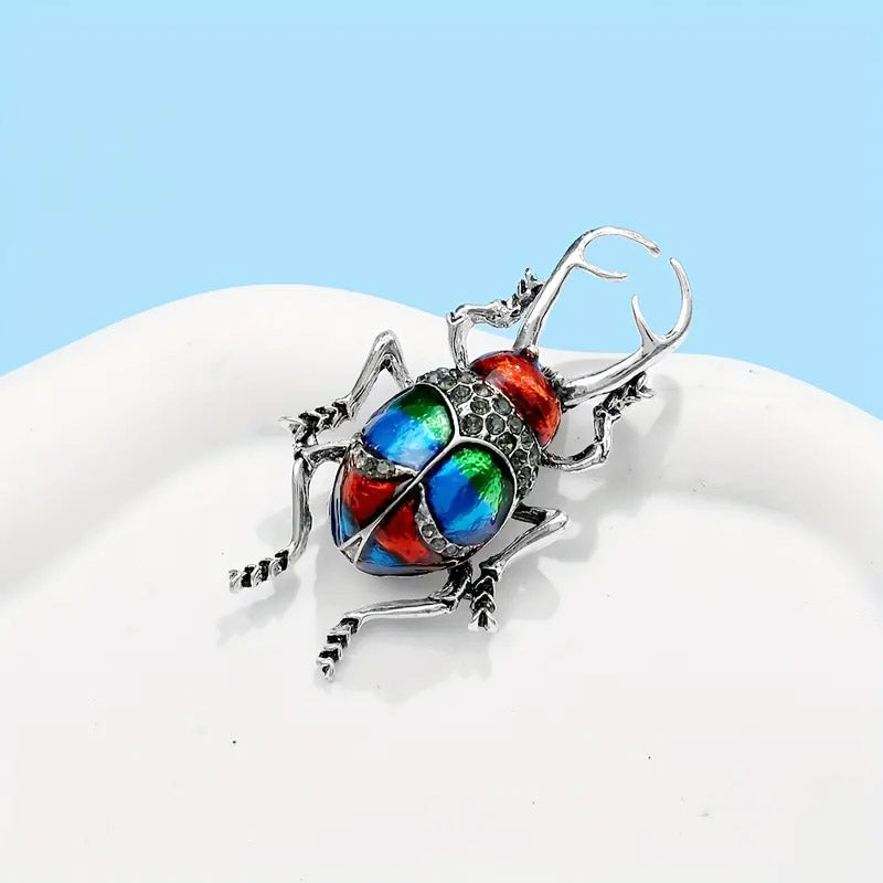 rhinestone crystal enamel fashion 3D beetle bug brooch for women clothes (5 pcs)