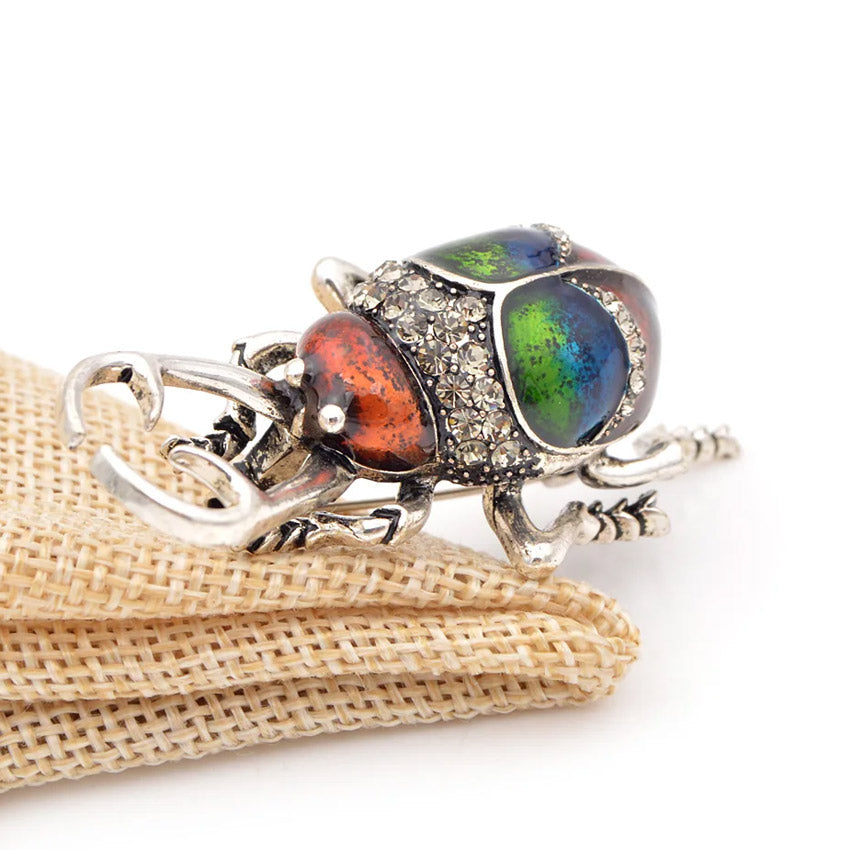 rhinestone crystal enamel fashion 3D beetle bug brooch for women clothes (5 pcs)