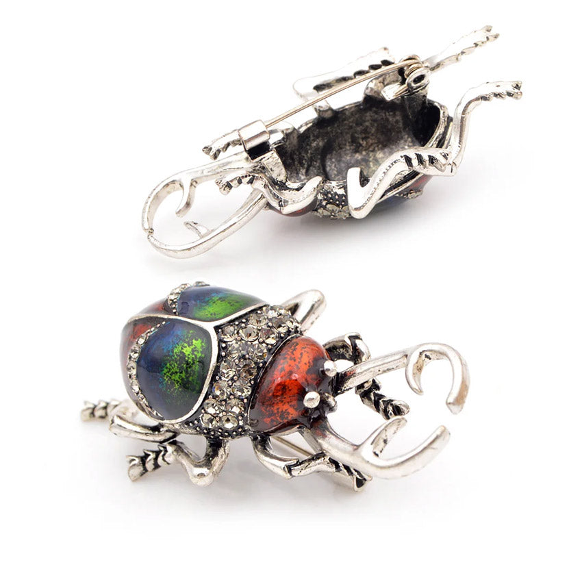 rhinestone crystal enamel fashion 3D beetle bug brooch for women clothes (5 pcs)