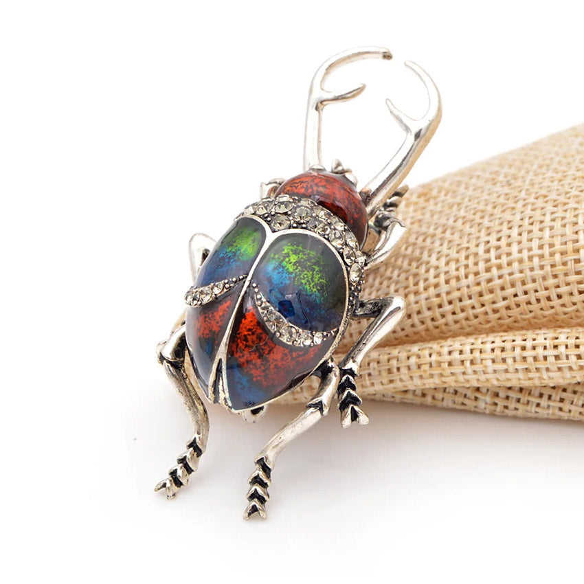 rhinestone crystal enamel fashion 3D beetle bug brooch for women clothes (5 pcs)
