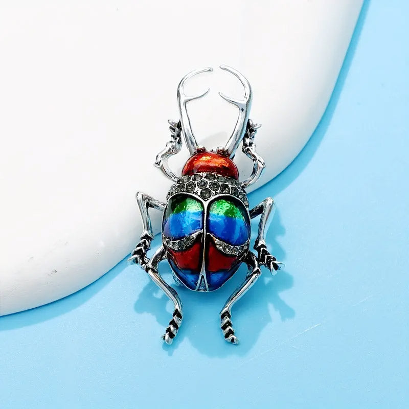 rhinestone crystal enamel fashion 3D beetle bug brooch for women clothes (5 pcs)